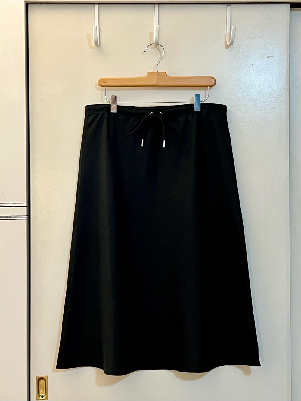 Madewell Black Linen Drawstring Slip Skirt size Large